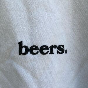 Beers White Crew Neck Graphic Sweatshirt Beer and Sunflowers 🍻🌻